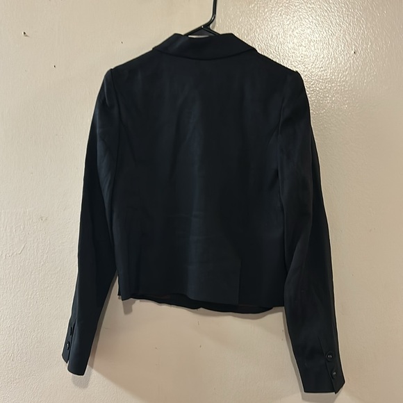 REBECCA TAYLOR Black Wool and Linen Blazer SZ 12 - Picture 3 of 8